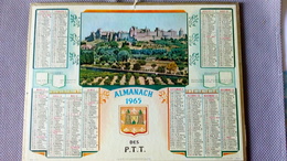 Almanach Des P.T.T. 1965  - La Cité De Carcassonne Aude - Blason - Nièvre - Calendrier OLLER - - Grand Format : 1941-60