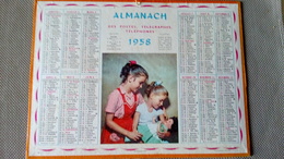 Almanach Des P.T.T. 1958  - ENFANTS Et Poupée ADMIRATION - Nièvre - Calendrier OLLER - - Grossformat : 1941-60