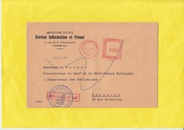 EMA Sur Lettre De LUXEMBOURG   Le 22 2 1965 Pour PARIS 2 Entete PUB  "  MINISTERE D'ETAT  " - Macchine Per Obliterare (EMA)