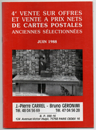 Catalogue Vente Cartes Postales Cartel Géronimi Format 22x18cm 1988 état Superbe - Bücher & Kataloge
