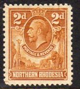 Northern Rhodesia GV 1925-9 2d Giraffe Elephant Definitive, Hinged Mint, SG 4 (BA) - Northern Rhodesia (...-1963)