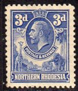 Northern Rhodesia GV 1925-9 3d Giraffe Elephant Definitive, Hinged Mint, SG 5 (BA) - Northern Rhodesia (...-1963)