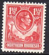 Northern Rhodesia GVI 1938-52 1½d Carmine Red Giraffe Elephant Definitive, Lightly Hinged Mint, SG 29 (BA) - Northern Rhodesia (...-1963)