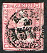 TIMBRE OBLITERE 1860 FIL DE SOIE VERT C/.S.B.K. Nr:24G. Y&TELLIER Nr:28. MICHEL Nr:15IIBym. PAPIER EPAIS. - Used Stamps