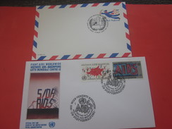 Timbres  Amérique Nations Unies - New-York - Siège De L'ONU - 1980-89 ---2  Lettres - Documen-Marcophiliet-By Air-mail - Storia Postale