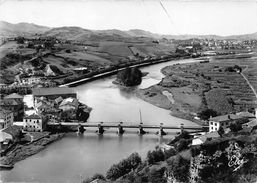 64-BEHOBIE- LE PONT INTERNATIONAL , L'ILE DES FAISANS ET L'ESPAGNE AU FOND , IRUN ET BEHOBIA - Béhobie