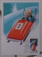 HONGRIE BOBSLEIGH. Carte Maximum, FDC, Enveloppe 1er Jour Emise En 1987. Yvert 3139. J.O. CALGARY - Invierno 1988: Calgary