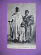 Arquebuse Torpilleur Grille Linéaire Sur Le Récto Et Verso D'une CPA Maroc Famille Mauresque 22/8/1916 - Posta Marittima