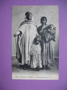 Arquebuse Torpilleur Grille Linéaire Sur Le Récto Et Verso D'une CPA Maroc Famille Mauresque 22/8/1916 - Correo Marítimo