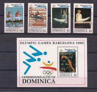 DOMINICA 1992 - OLYMPICS BARCELONA 92 - YVERT 1418-1421 + HB 214 - SCOTT 1482/1489 + SS 1491 - Rowing