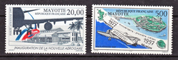 Mayotte PA 1 2 Avions Neuf ** TB MNH Sin Charnela Faciale 3.81 - Posta Aerea