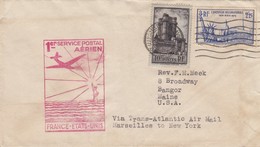 1er SERVICE POSTAL AERIEN FRANCE-ETATS UNIS - MARSEILLE TO NEW-YORK 27.5.1939 / 1 - 1960-.... Briefe & Dokumente
