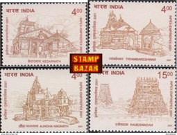 India 2001 Inde Indien Temples Places Of Worship Hinduism Holy Monuments Stamp Set 4v  MNH - Induismo