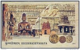 Delcampe - India  2011 Inde Indien Krishnadevaraya Temple Architectural Heritage Coins On Miniature Souvenir Sheet Block MNH - Blocs-feuillets