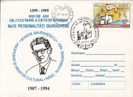 63816- MARIN MARINESCU, PERSONALITIES FROM GIURGIU, SPECIAL COVER, 1995, ROMANIA - Lettres & Documents