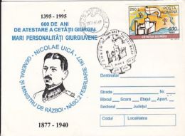 63821- NICOLAE UICA, PERSONALITIES FROM GIURGIU, SPECIAL COVER, 1995, ROMANIA - Covers & Documents