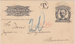 1904-EP-110 CUBA REPUBLICA. 1904. Ed.70. 1c SPECIAL DELIVERY CARD TO GERMANY. POSTAGE DUE1914. - Briefe U. Dokumente