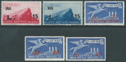 1947-48 SAN MARINO SOPRASTAMPATI ESPRESSI 5 VALORI MNH ** - X40 - Exprespost