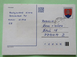 Slovakia 1993 Stationery Postcard Nitra To Prague - Arms - Covers & Documents