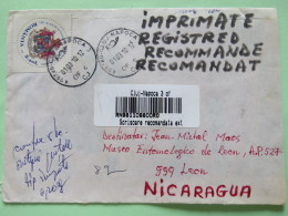 Romania 2010 Registered Cover Cluj-Napoca To Nicaragua - Arms (round Stamp) - Ceramic Plates On Back - Cartas & Documentos