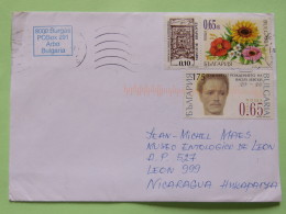 Bulgaria 2013 Cover To Nicaragua - Flowers - Architecture - Cartas & Documentos