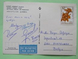 Bulgaria 1985 Postcard ""beach"" To Belgium - Flowers - Covers & Documents
