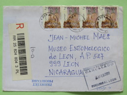 Poland 2011 Registered Cover Reda To Nicaragua - Church Zeus Statue (x4) - Church On Back (x4) - Lettres & Documents