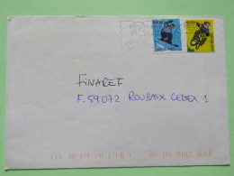 Luxembourg 2003 Cover To France - Bicycle - Ski - Philately Slogan - Cartas & Documentos