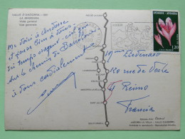 Andorra (french Admin.) 1980 Postcard ""La Massana"" Andorra La Vella To France - Flowers - Ski Slogan - Covers & Documents