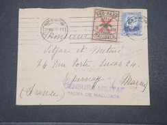 ESPAGNE - Enveloppe De Mallorca Pour La France En 1937 Avec Censure , Affranchissement Plaisant - L 9658 - Marques De Censures Républicaines