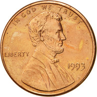 Monnaie, États-Unis, Lincoln Cent, Cent, 1993, U.S. Mint, Philadelphie, TTB+ - 1959-…: Lincoln, Memorial Reverse