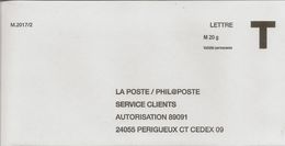 Lettre T La Poste/phil@poste Lettre M20g Validité Permanente - Karten/Antwortumschläge T