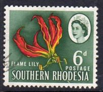 Southern Rhodesia 1964 6d Flame Lily Definitive, Used, SG 97 (BA) - Southern Rhodesia (...-1964)