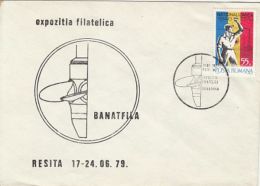 63866- RESITA PHILATELIC EXHIBITION, TURBINE WHEEL, SPECIAL COVER, 1979, ROMANIA - Brieven En Documenten