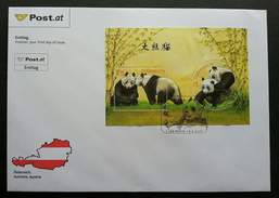 Austria Panda 2003 Bamboo (miniature FDC) *odd Shape - Cartas & Documentos