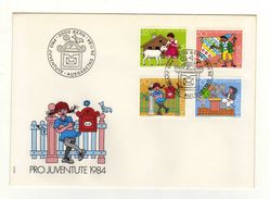 Enveloppe Pro Juventute 1er Jour HELVETIA SUISSE Oblitération 3000 BERN BERNE 26/11/1984 - Storia Postale