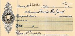 Portugal , Cheque , Check , 1929 , Monte-Pio Geral - Assegni & Assegni Di Viaggio