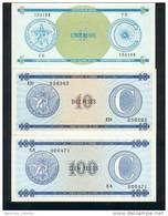 KUBA - CUBA - FOREIGN EXCHANGE CERTIFICATE, Serie C, Set, Pick Nr. FX13, FX22, FX25  UNC ! - Cuba