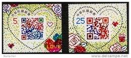 2011 Valentine Day Stamps Love Heart Rose Flower QR Code Unusual Crypto - Errores En Los Sellos