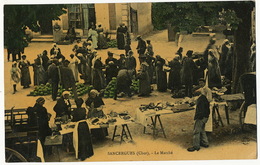 Sancergues  Le Marché  Paysan Marchand De Melons Colorisée  Edit Imp. Reunies Nancy - Sancergues