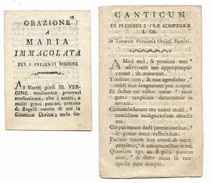 2 Fogli -  Ex Pluribus Sacra Scriptura Licis E Orazione A Maria Immacolat Su Carta Vergellata Fine 800 -- - Images Religieuses