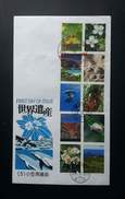 Japan World Heritage No.5 2012 Flowers Dolphin Marine Life Flora Fruits (stamp FDC) - Storia Postale