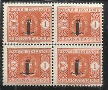 ITALIA REGNO ITALY KINGDOM REPUBBLICA SOCIALE RSI 1944 SEGNATASSE POSTAGE DUE TASSE PICCOLO FASCIO FASCIETTO 1 LIRA MNH - Strafport