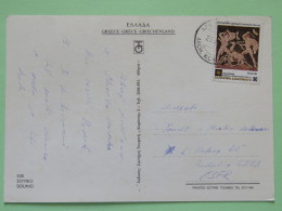 Greece 1992 Postcard ""Sounio - Temple"" To Czechoslovakia - Macedonia Salonika Mosaic Deer Hunters - Storia Postale