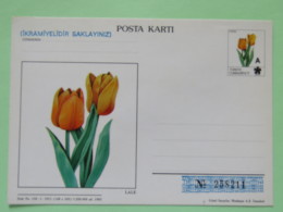 Turkey 1983 Stationery Postcard Unused Overprinted ""A"" - Flower Tulips - Cartas & Documentos