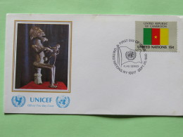 United Nations (New York) 1980 FDC Cover - Flags - Cameroon - Statue - Storia Postale