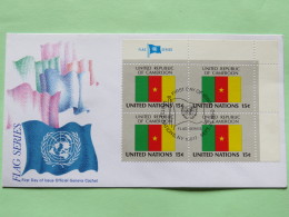 United Nations (New York) 1980 FDC Cover - Flags - Cameroon - Corner Block - Lettres & Documents