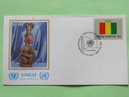 United Nations (New York) 1980 FDC Cover - Flags - Guinea - Statue Of Woman And Child - Briefe U. Dokumente