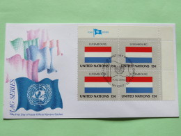 United Nations (New York) 1980 FDC Cover - Flags - Luxembourg - Corner Block - Lettres & Documents