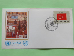 United Nations (New York) 1980 FDC Cover - Flags - Turkey - Painting  Hunername - Lettres & Documents